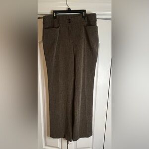 CANDA C&A Womens Tweed Pants EU 44 US 14 Gray Brown High Waist Pleated Classic